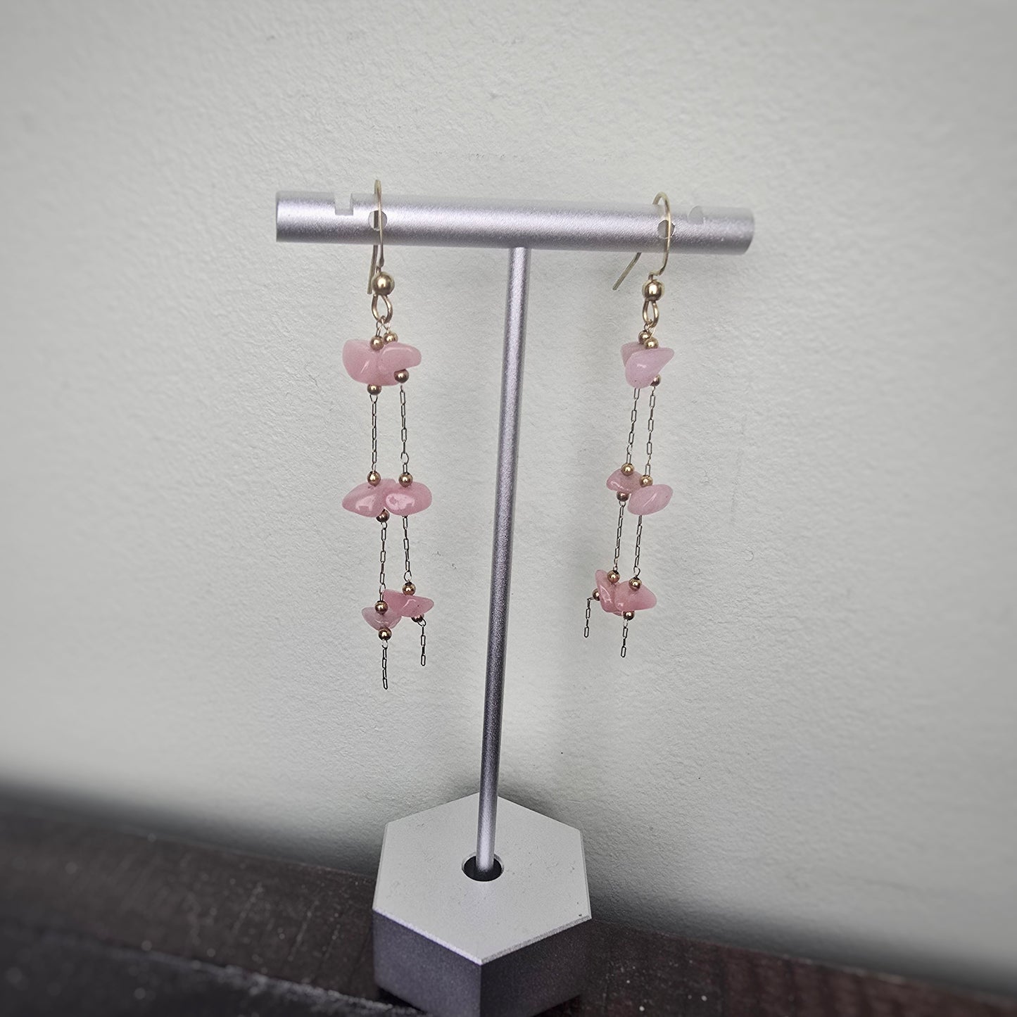 Long Chain Pink Stone Earrings