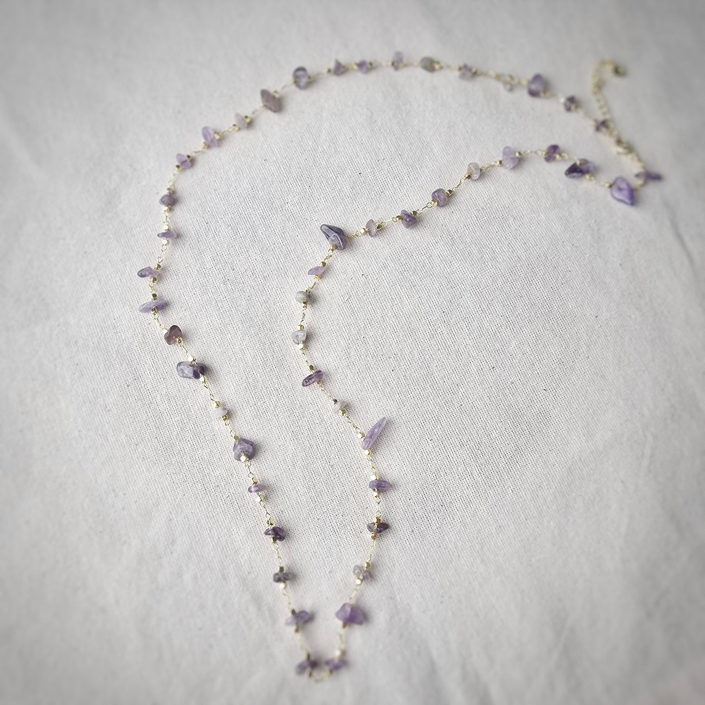 Amethyst Bead Delicate Gold Necklace
