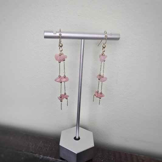 Long Chain Pink Stone Earrings