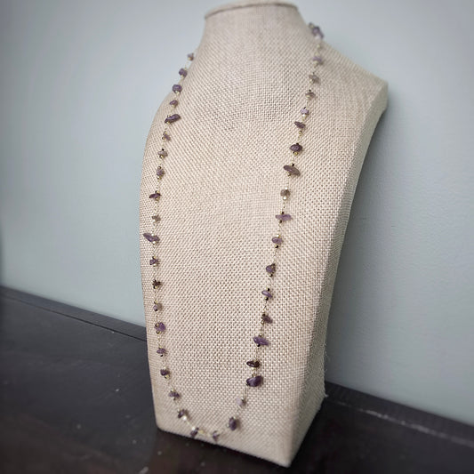 Amethyst Bead Delicate Gold Necklace