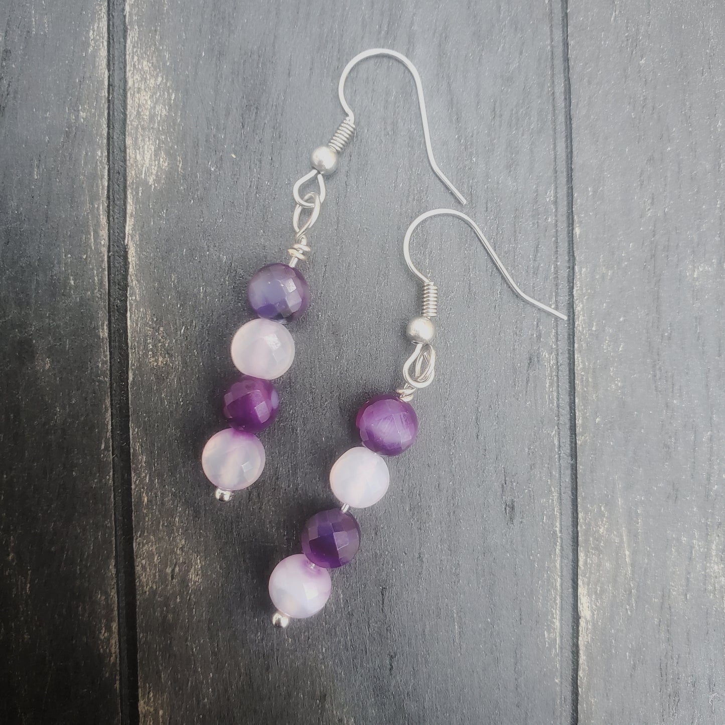 Purple Agate Dangle Earrings