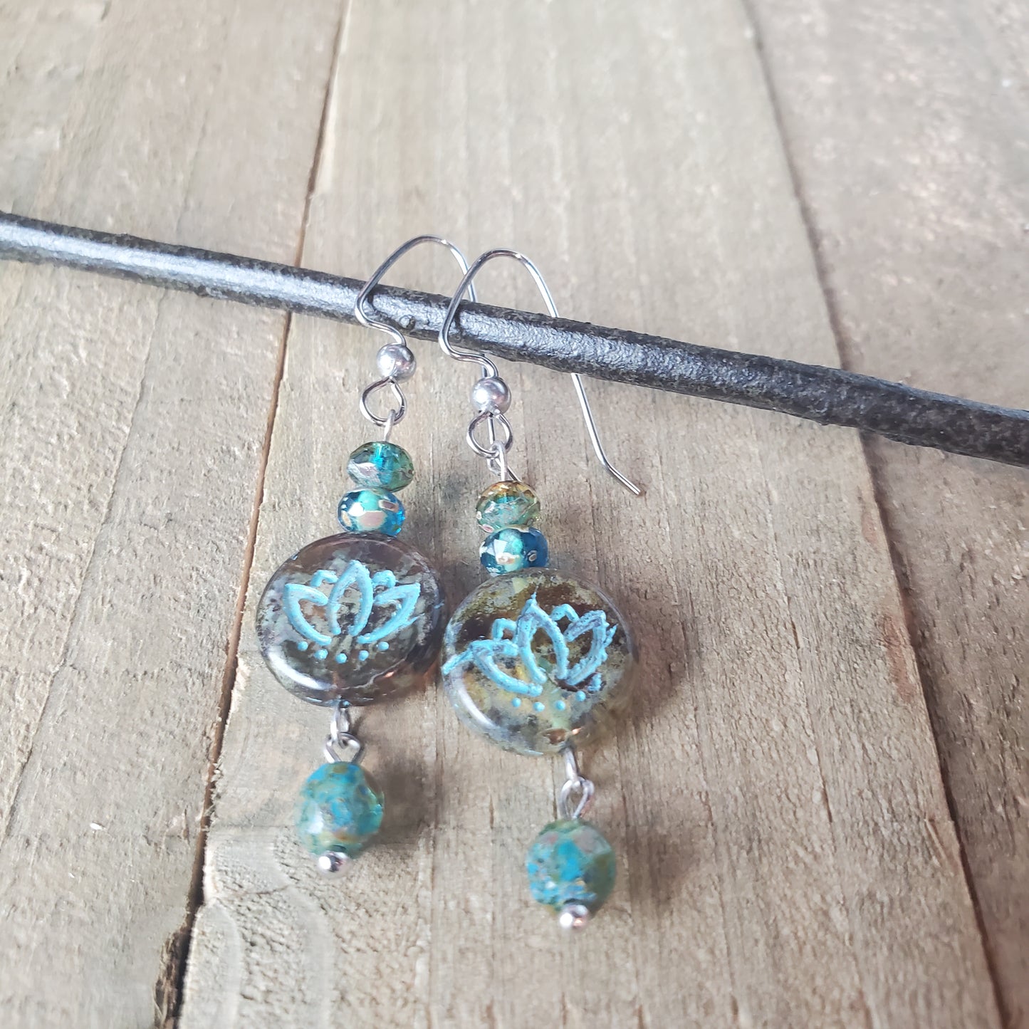 Lotus Coin Dangle Earrings