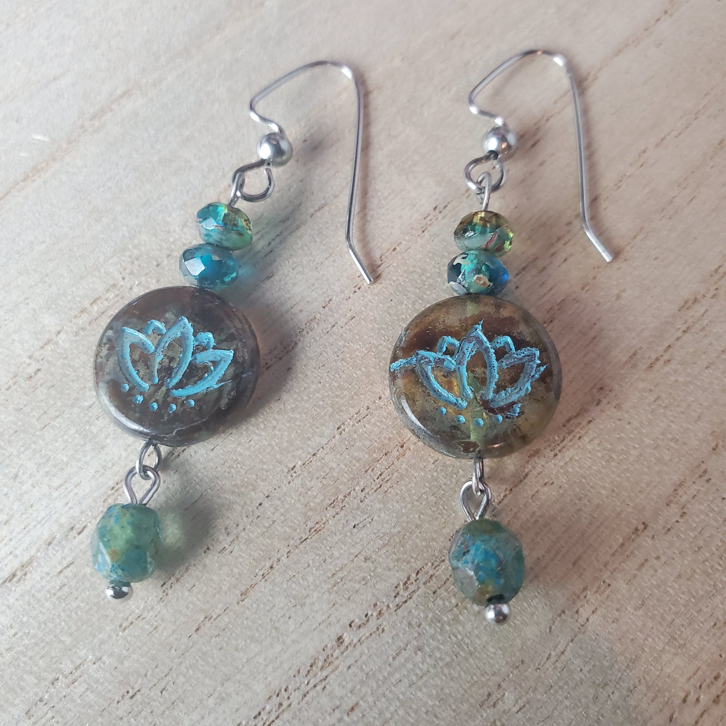 Lotus Coin Dangle Earrings