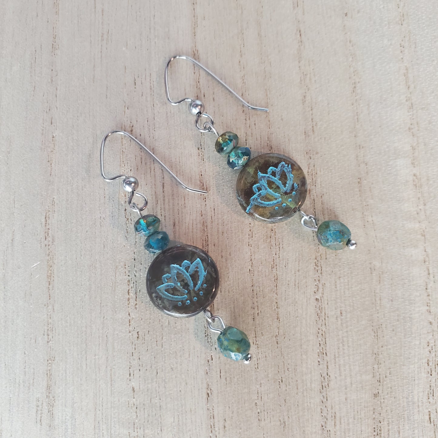 Lotus Coin Dangle Earrings