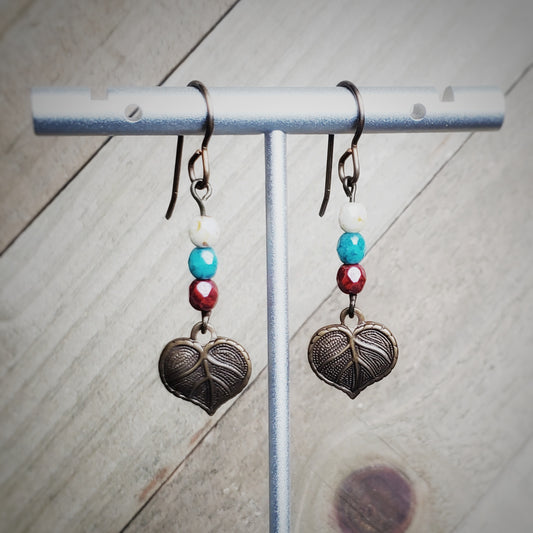 Brass Leaf Dangle Earrings