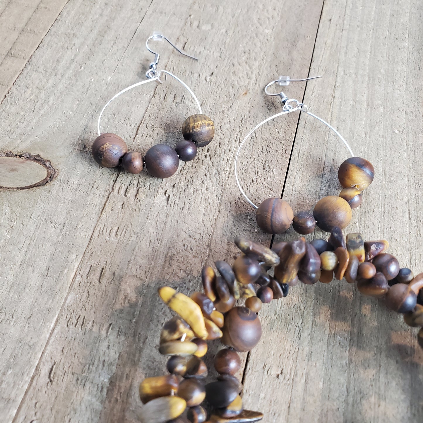 Tiger Eye Earring and Bracelet Set