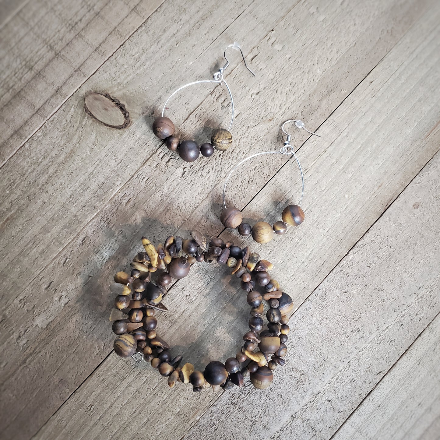 Tiger Eye Earring and Bracelet Set