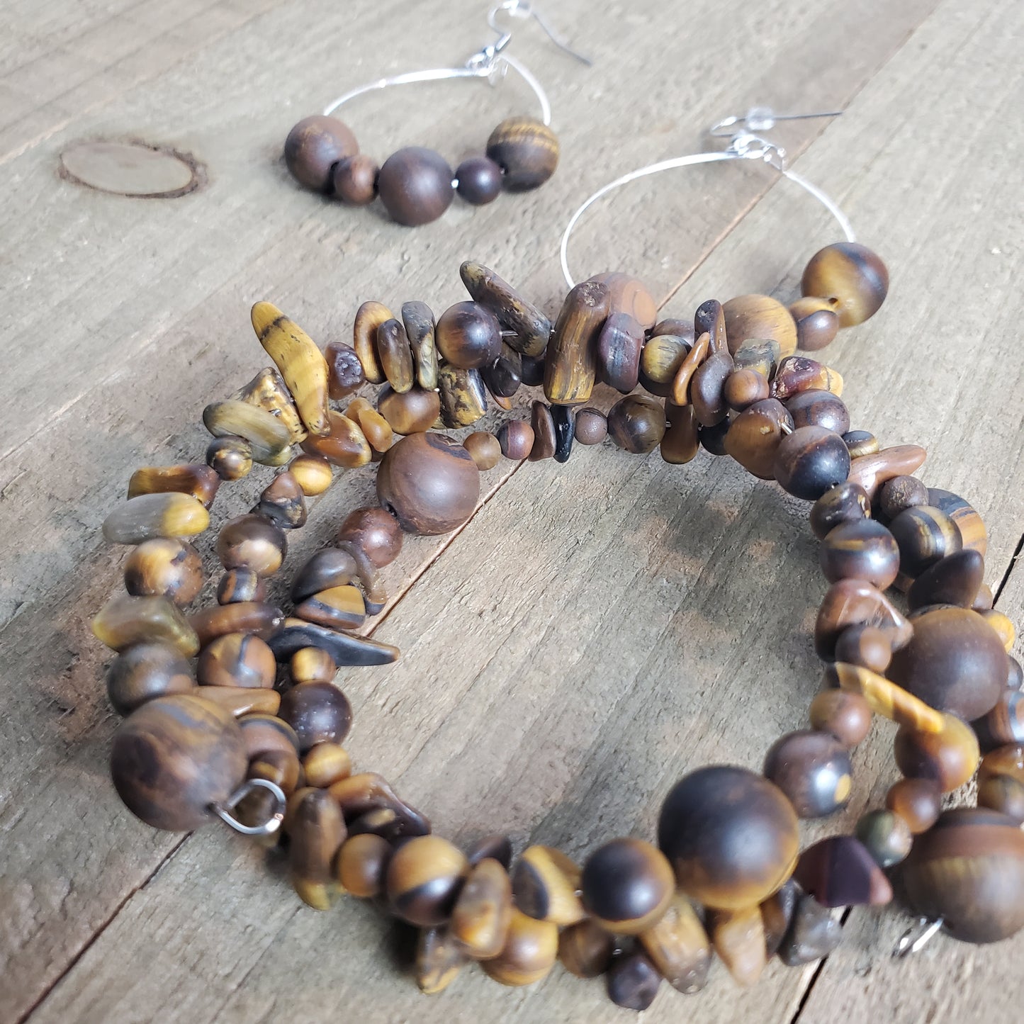 Tiger Eye Earring and Bracelet Set