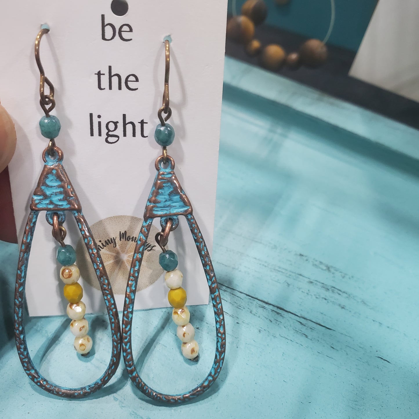 Rustic Turquoise Teardrop Earrings