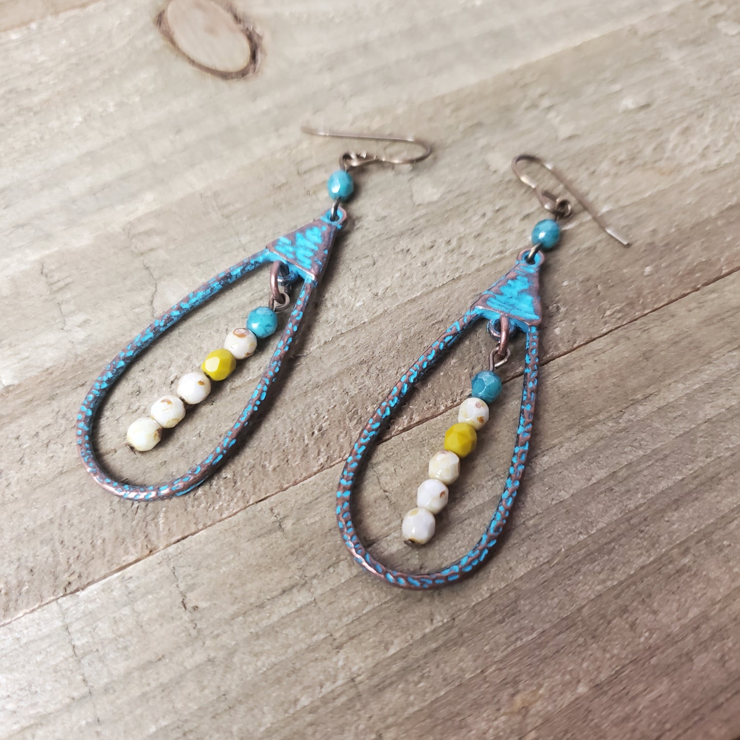 Rustic Turquoise Teardrop Earrings