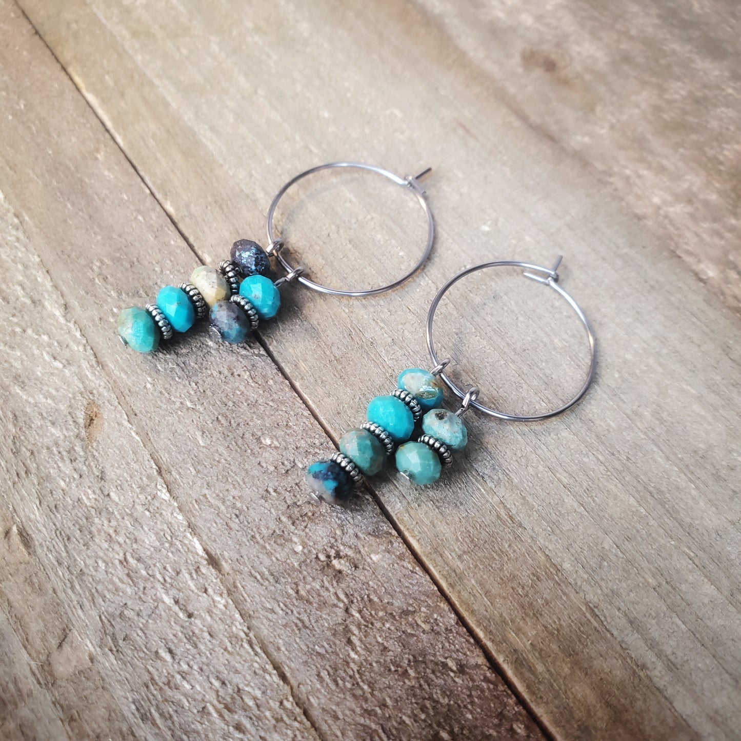 Asymmetrical Beaded Hoop Earrings