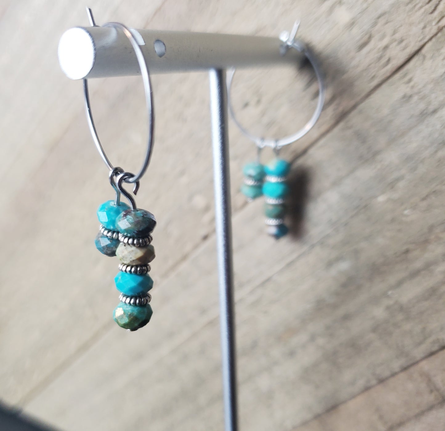 Asymmetrical Beaded Hoop Earrings