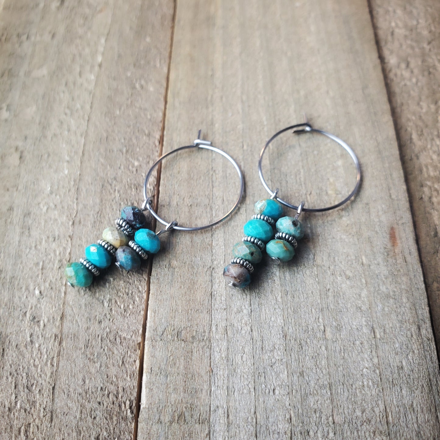 Asymmetrical Beaded Hoop Earrings