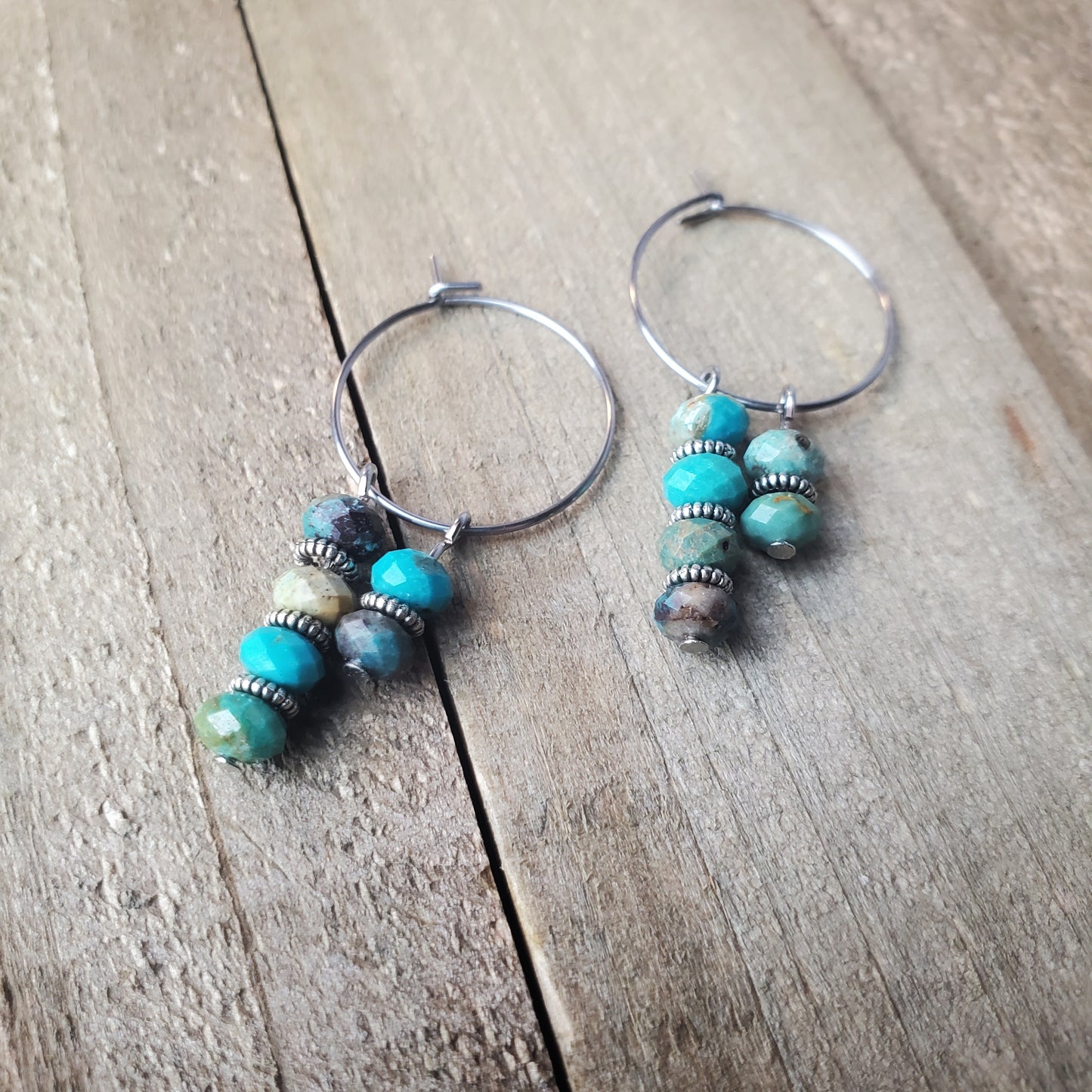 Asymmetrical Beaded Hoop Earrings