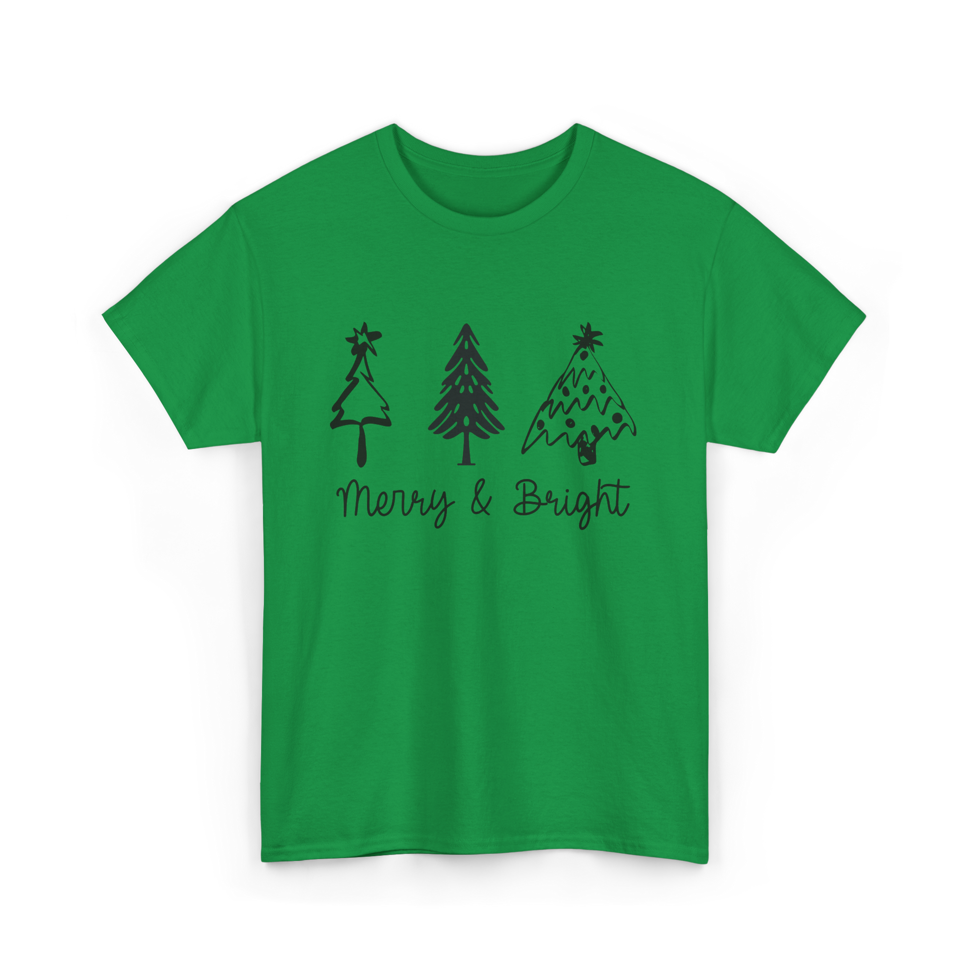 Green Christmas Tee Shirt with Trees