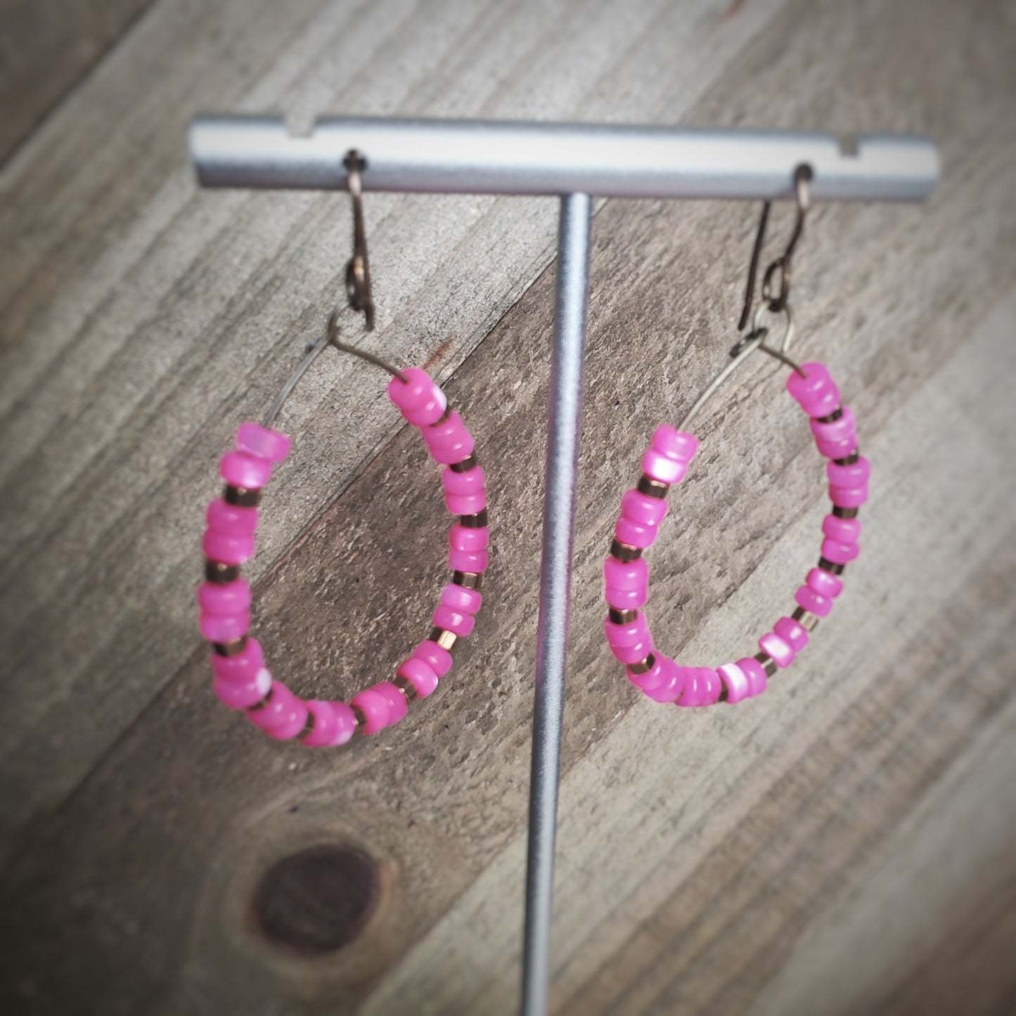 Hot Pink Heishi Hoops