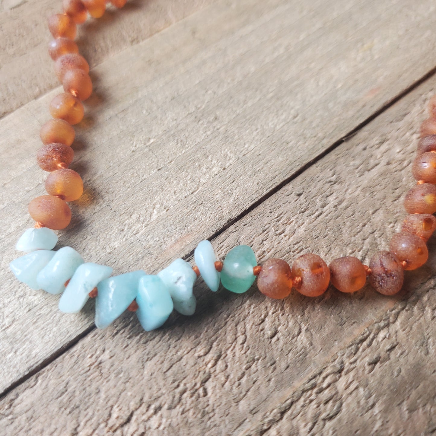 Raw Cognac Amber Amazonite Necklace