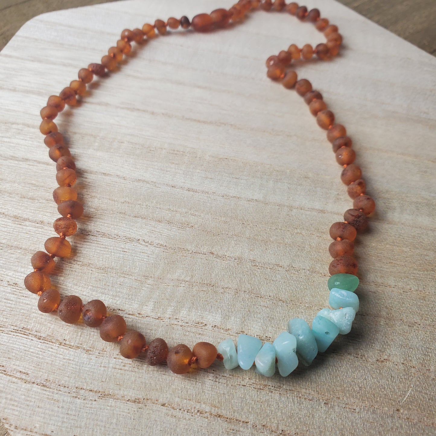 Raw Cognac Amber Amazonite Necklace