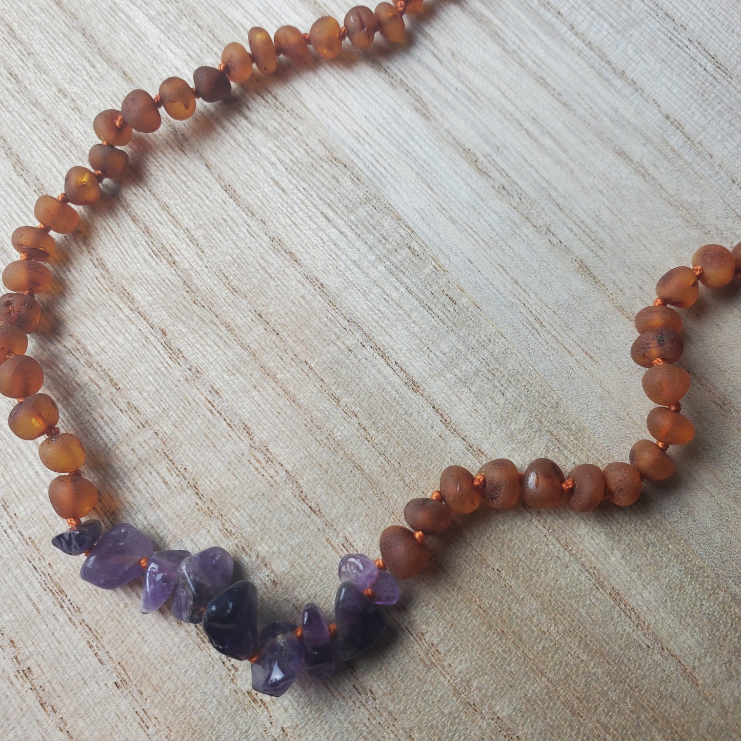 Raw Amber Amethyst Necklace