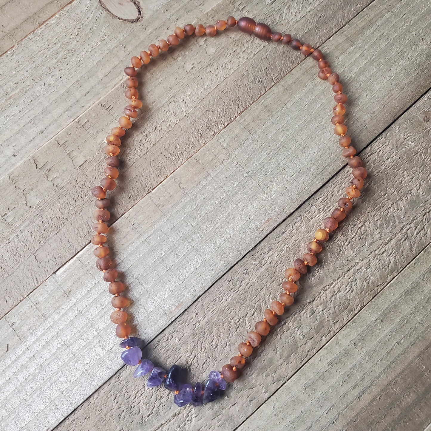 Raw Amber Amethyst Necklace