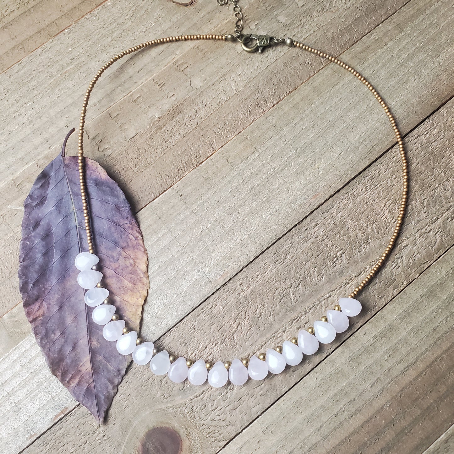 Pale Pink Rose Quartz Choker Necklace