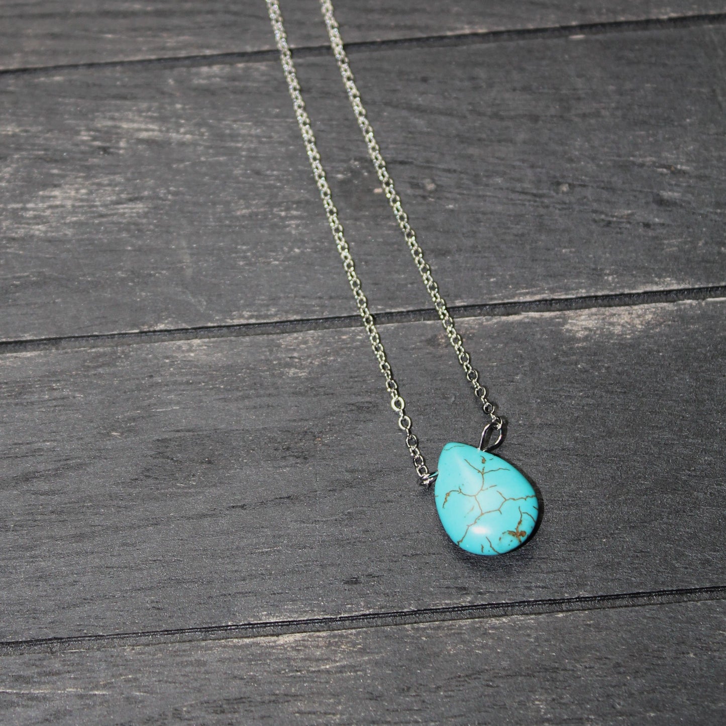 Simple Turquoise Teardrop Necklace