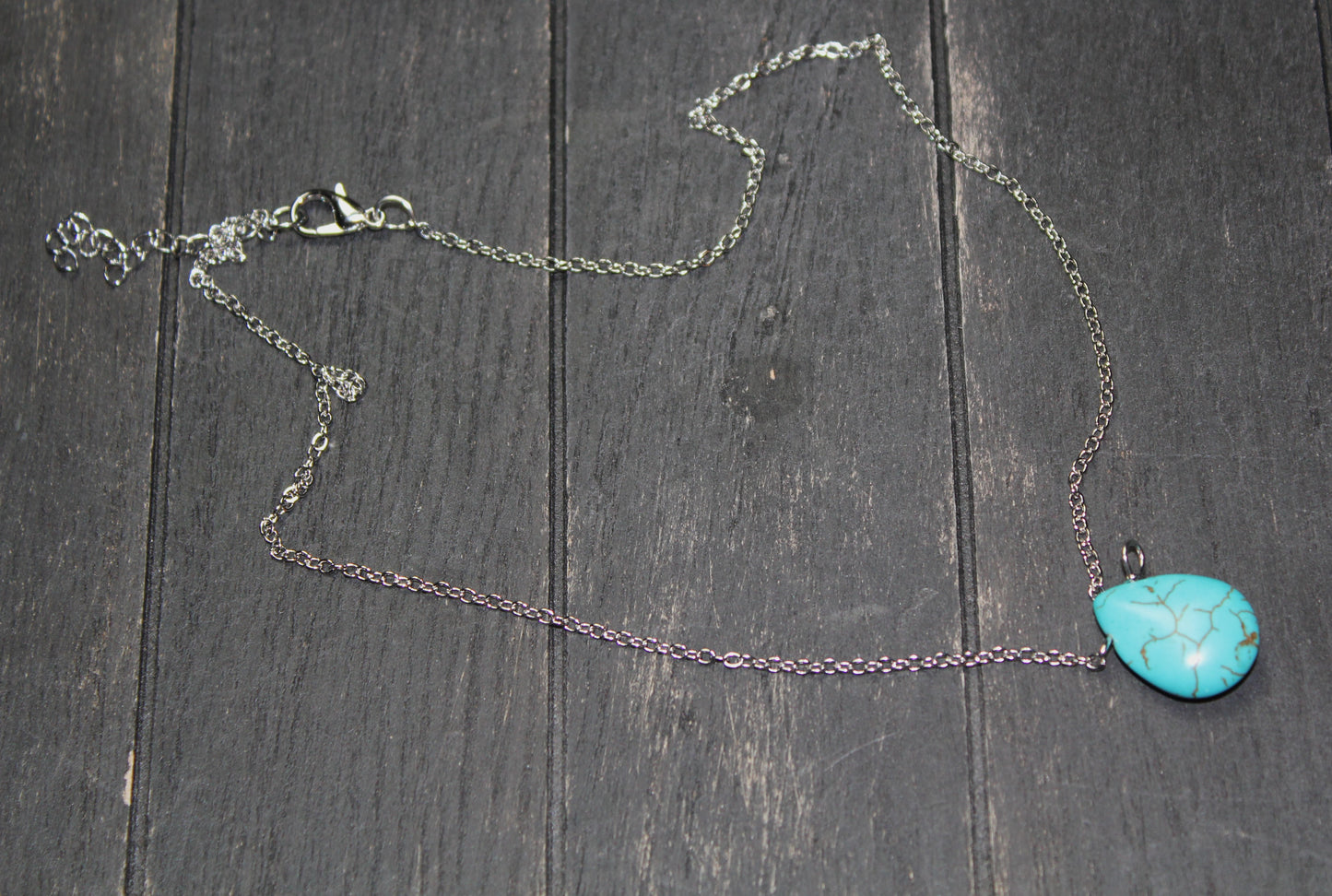 Simple Turquoise Teardrop Necklace