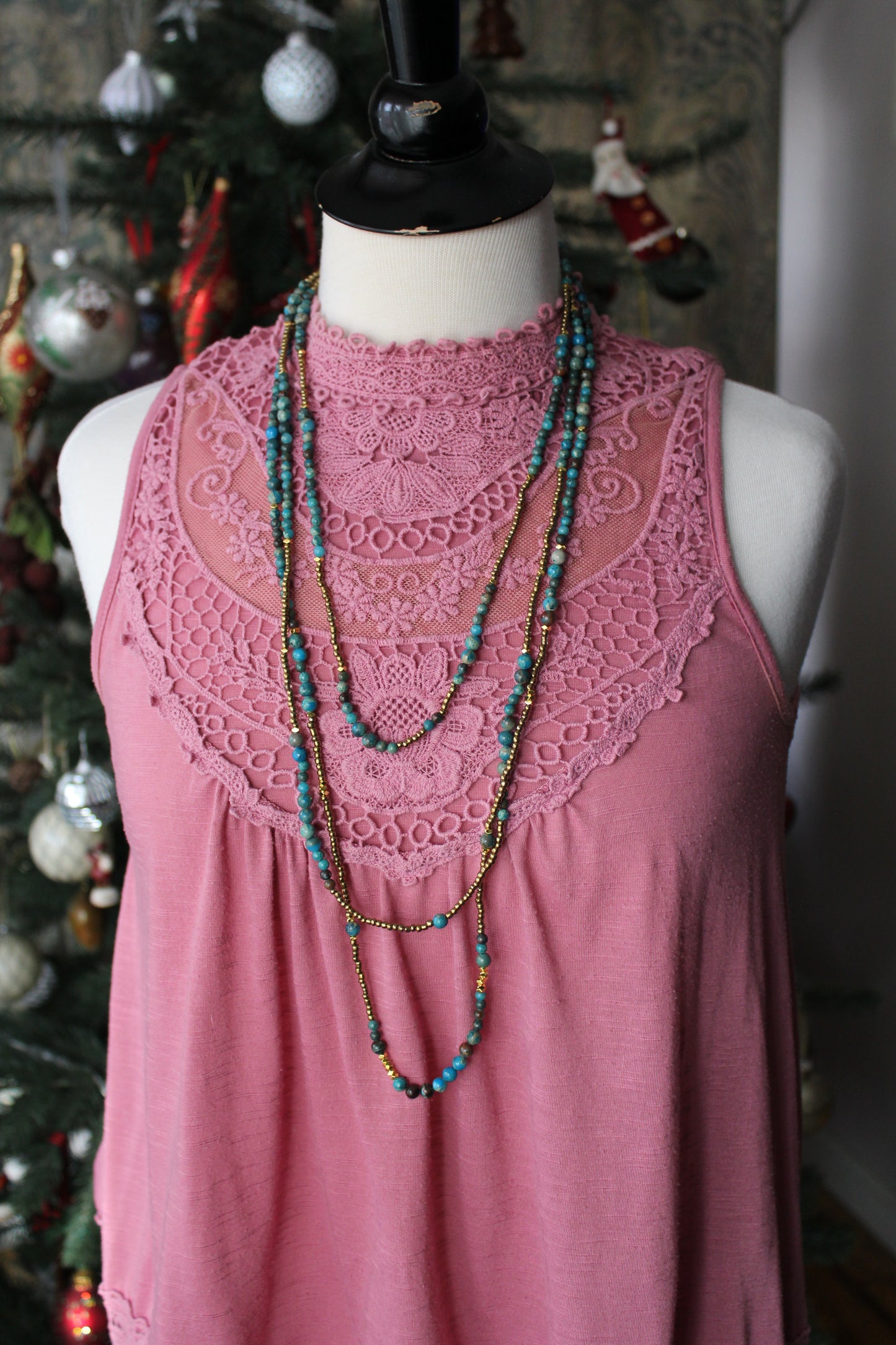 Three Layer Bead Boho Necklace