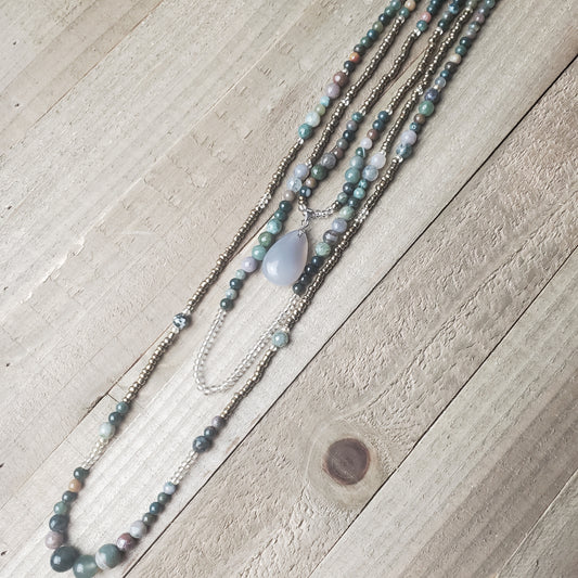 Three-layer Boho India Onyx Necklace