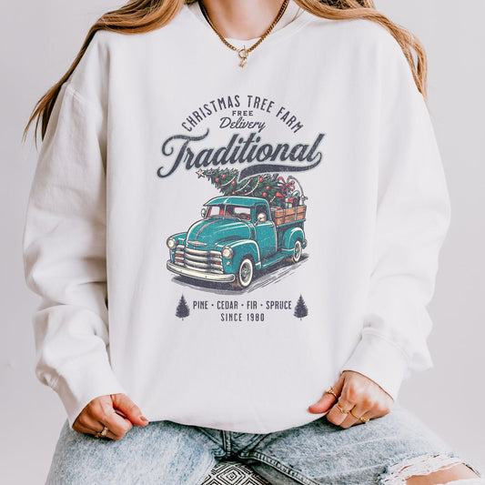 Christmas Tree Distressed Graphic Sweatshirt