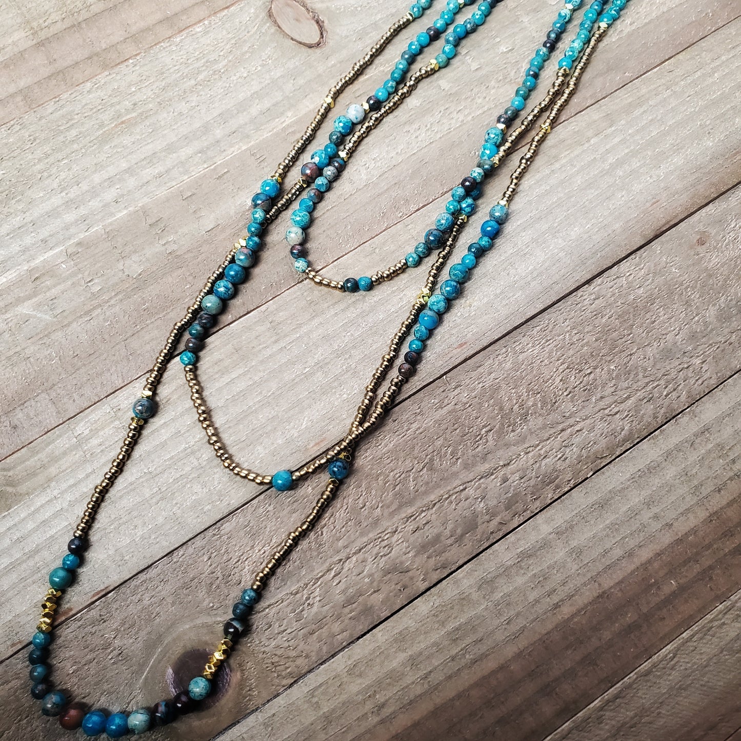 Three Layer Bead Boho Necklace